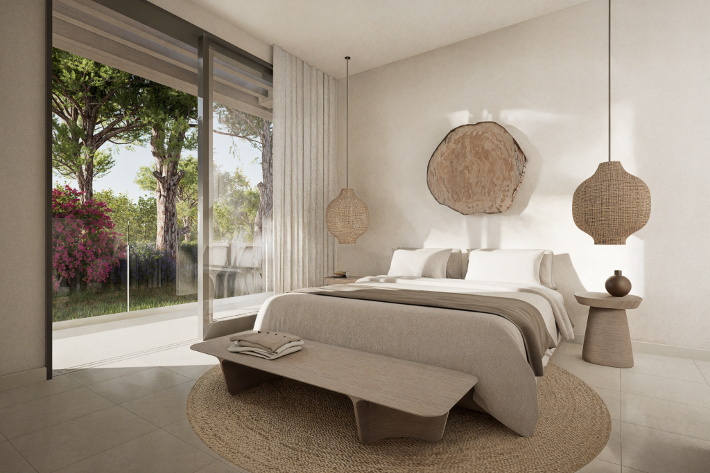 Dormitorio de diseño en una villa de la Costa de la Luz